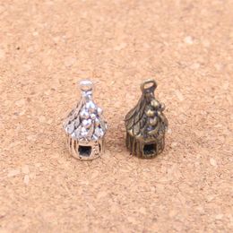 52pcs Antique Silver Bronze Plated flower house cabin Charms Pendant DIY Necklace Bracelet Bangle Findings 18 7 7mm300z
