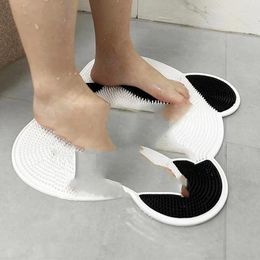 Bath Mats Rubbing The Foot Board Bathroom Panda Floor Mat Silicone Anti Slip Massage Back Of Shower And Brush Feet
