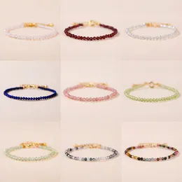 Strand Natural Stone Strawberry Crystal Beaded Bracelet For Women 3mm Rope Elastic Bangles Jewerly Wholesale/Dropship