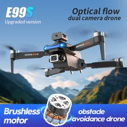 E99S Brushless Motor Drone HD Dual Camera WiFi Remote Control Optical Flow Hovering Quadrocopter Headless Mode 2.4G Foldable FPV Drones Toy Gifts