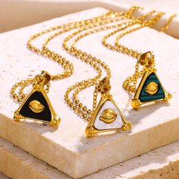 Pendant Necklaces Devil's Eye Necklace Stainless Steel For Women Triangle Shape Jewellery Cute Choker Trendy Accessories Gifts