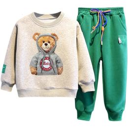 Clothing Sets Baby Boys And Girls Clothing Set Spring Autumn Children Hooded Outerwear Tops Pants 2PCS Outfits Kids Teenage Costume Suit 231219