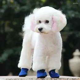 Dog Apparel 4pcs/set Shoes Winter Candy Color Series With Wool And Thick Warm Cotton Puppy Socks Booties