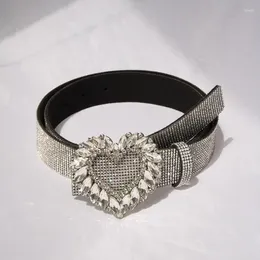 Belts 1Pc 100Cm Length Love Heart Shaped Rhinestone Decorative Belt Women Fashionable All-Match High-Quality Exquisite