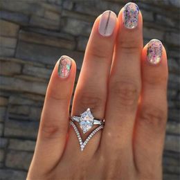 Wedding Rings Ahmed Fashion Design Crystal Engagement Set For Women Geometric Party Filled Female Bijoux Statement Jewelry223v