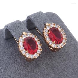 Dangle Earrings 2023 Simple Red Natural Zircon Drop Earring For Women Luxury Gold Color Long High Quality Daily Jewelry