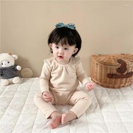 Clothing Sets Winter Baby Girl Home Wear Set Born Infant Cotton Pyjamas Outfits Thick Warm Bodysuit High Waisted Pants 2pcs Suit