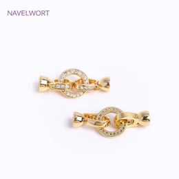 Chain 18K Gold Plated Round Pearl Clasps Fastener For Necklace Bracelet Making Inlaid Zircon Brass Jewellery Connectors Accessories