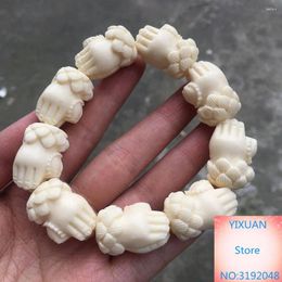 Decorative Figurines Ivory Fruit Carving Palm Lotus Bergamot String Men's And Women's Bracelet Handle DIY Accessories Pendant