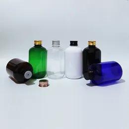 Storage Bottles 200ML Black Brown Empty PET Plastic Bottle With Aluminium Screw Cap Cosmetic Liquid Soap Container Shampoo Essential Oil