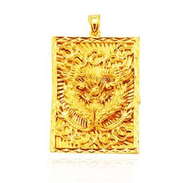 Big Geometry Dragon Cook Design Men Pendant Chain Necklace 18k Yellow Gold Filled Hip Hop Fashion Accessories299K