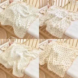 Blankets N80C Baby Muslin Towel Cotton Wrap Blanket Soft Cute Print Bath Infant High Absorbent Skin-Friendly Quilt