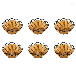 Plates 6Pcs 7 Inch Plastic Braided Basket Fruit Vegetable Cookies Container Holder Black&Orange