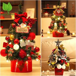 Christmas Decorations Mini Desktop Small Tree Pink Ornaments Encrypted Glow Festival Party Supplies Gifts