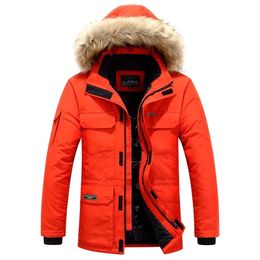 New Mens Parkas Coat Windbreaker Big Pockets Wholesale Winter Parkas Men Thicken Coat Fur Hooded Jacket Overcoat Keep Warm Male
