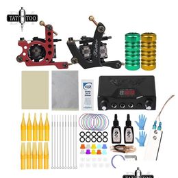 Tattoo Machine Complete Tattoo Kit Coil Hine Set Power Supply Needles Professional For Beginner Starter 220624 Drop Delivery Health Be Dhsch