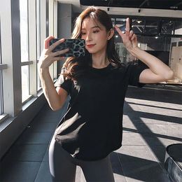 Active Shirts Spring Summer Women's Yoga Tops T-Shirts Quick-Drying Breathable All-Match Solid Color Net Celebrity Beginner Sports Fitness