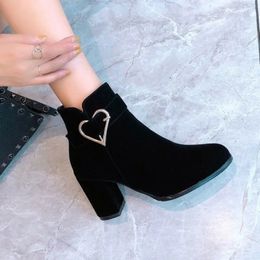 Boots Ankle Boot 2023 Winter Warm Fleece Women's Simple Black High Heel Comfort y Commuting Office Ladies Shoes 231219