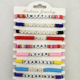 Strand Colorful Stackable Love Letter Bracelets Adjustable Soft Clay Beads Set Friendship Boho Bracelet For Women Gold Jewelry Gift