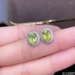 Stud Earrings KJJEAXCMY Fine Jewelry 925 Sterling Silver Inlaid Natural Peridot Gemstone Female Classic Ear Studs Support Detection