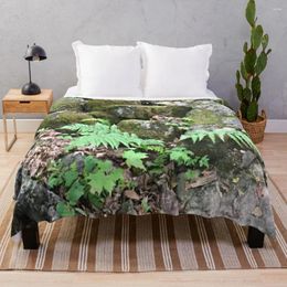 Blankets Fern Forest Floor / Mossy Cover Rocks Lush Plants Throw Blanket And Throws For Sofa Thin