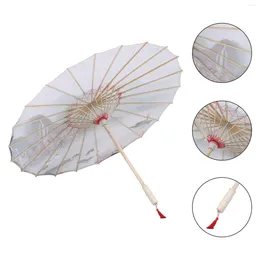 Umbrellas Rainproof Chinese Oiled Paper Parasol With Handle Light Green