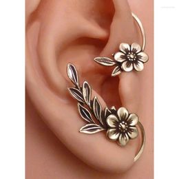 Backs Earrings 1 Pair Silver Colour Leaf Flower Ear Cuff Wrap For Women Asymmetric Design Stud Clips Wedding Party Jewellery Gifts