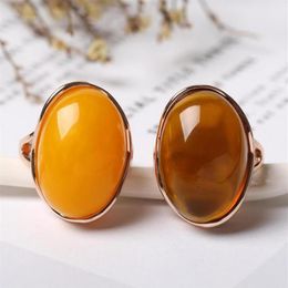 Cluster Rings Natural Baltic Amber Silver Ring Adjustable Mens Women Blood Fashion Jewelry Accessories Gifts Ladies Beeswax258J