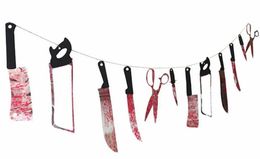 Halloween prop haunted house decor torture bloody Body tools Severed Body Parts garland banner Gory Party Hanging flags Decorations ZZ