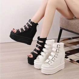 Sandals Leather Women Summer Fashion High Heels 13cm Platform Rubber Sole Female Shoes Sandal