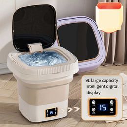 Mini Washing Machines Ultrasonic Mini Washing Machine Portable for Clothes with Dryer Travel Home Underwear Sock 9L Small Folding Washing Machines UK