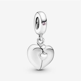 100% 925 Sterling Silver Family Heart Locket Dangle Charms Fit Original European Charm Bracelet Fashion Women Wedding Engagement J240k