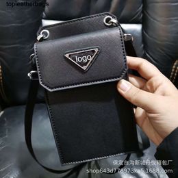 New trendy brand black 2022 small square bag single shoulder crossbody hanging neck bag unisex mobile phone change small bag