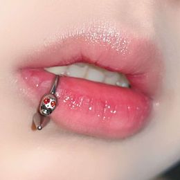 Small Steel Black Skull Sharp Cone Head Devil Nail Lip Ring Instagram Personality Sparkling Diamond Spicy Girl Puncture