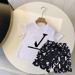 2022SS child designer clothe sets childrens kids short sleeve T-shirt print shorts set suit brand boys clothing cotton tees size AAAAA