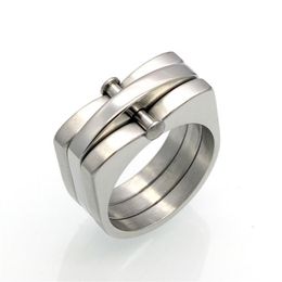 TOU TOSO Jewellery Stainless Rings Original wide band hollow Geometric D shaped fasion women screw ring Full size 6 7 8 9 10 11 12321V