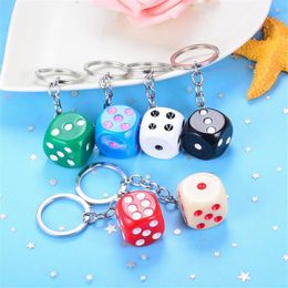 Cute Colourful Dice Key Chains Rings Resin Keychain Keyfob for Men Women Car Handbags Wallet Accessories Creative Gift Jewelry277a
