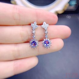 Stud Earrings Sterling Silver Female Tanzanite Niche Design Sophisticated And Versatile Online Red Jewelry