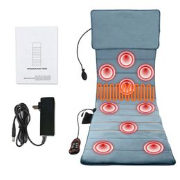 Back Massager Electric Vibration Full Body Massage Mat with Inflatable Air Pillow Home Office Waist Heating Pain Relief Back Massage Cushion 231220