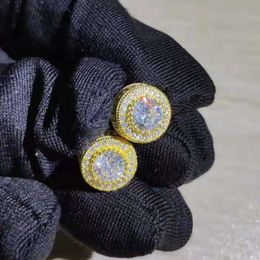 Shiney CZ Earrings High Quality Yellow White Gold Plated Sparkling CZ Round Gold Silver Simulated Diamond Earrings For Men Women earrings brincos