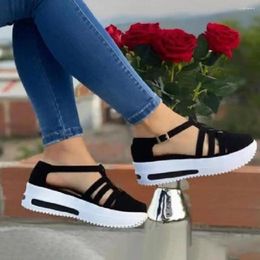 Sandals Casual Shoes Hollow Thick Sole Low Wedge Round Head Anti-slip Breathable Women Summer Platform Sports Footwear