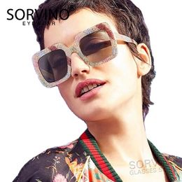 Designer Retro Square Sunglasses Women 2021 High Quality GLITTER Rainbow Color Stripe Hipster Summer Sun Glasses Shades SP1262553