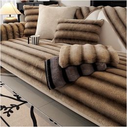 Thicken Rabbit Plush Sofa Covers Super Soft Non-slip Sofa Towel Couch Cover L-shaped Universal Sofa Protector Cover Living Room 231220