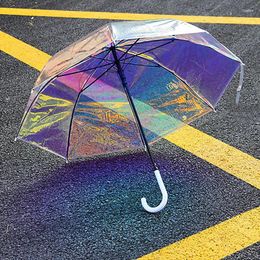 Umbrellas Clear Quality Umbrella Aesthetic Gradient Transparent Cute Long Handle Summer Colourful Paraguas De Lluvia Rain Gear
