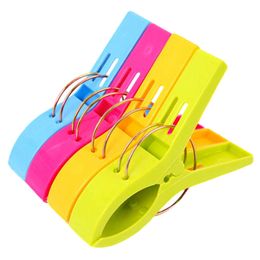 Upgrade 4pcs Large Bright Colour Clothes Clip Plastic Beach Towel Pegs Clothespin Clips To Sunbed Home Wardrobe Storage High Quality