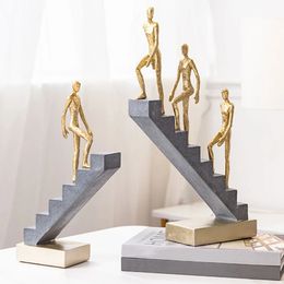 Abstract Go Up Stairs Thinker Sculpture Modern Figurine Statue for Home Office Table Decor Ornament 231220