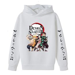 Kids Demon Slayer Hoodie Children's Clothing Hoodie Suitable Boys Girl Long Sleeve Anime Yaiba Sleeve Pullover Sweatshirt 231219