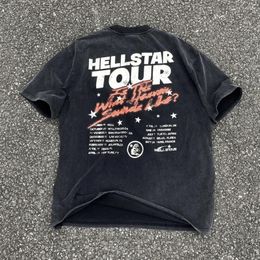 Men's T Shirts Fashion Brand Streetwear HELLSTAR Graffiti Graphics Printed Loose Oversized Vintage Clothing Men Women Tops Tee Shirt For