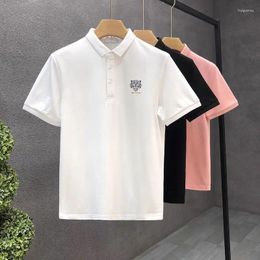 Men's Polos Summer Polo Shirts For Men Short Sleeve Loose Turn-down Collar Solid Button Graphic Printing Fashion Vintage Tops