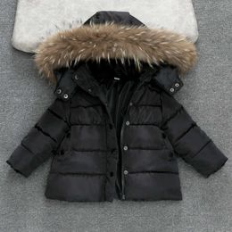 Down Coat Kids Snowsuit Hooded Boys Winter Coat Snow Wear Down Cotton Thermal children winter Outwear Parkas Fur Collar T231220